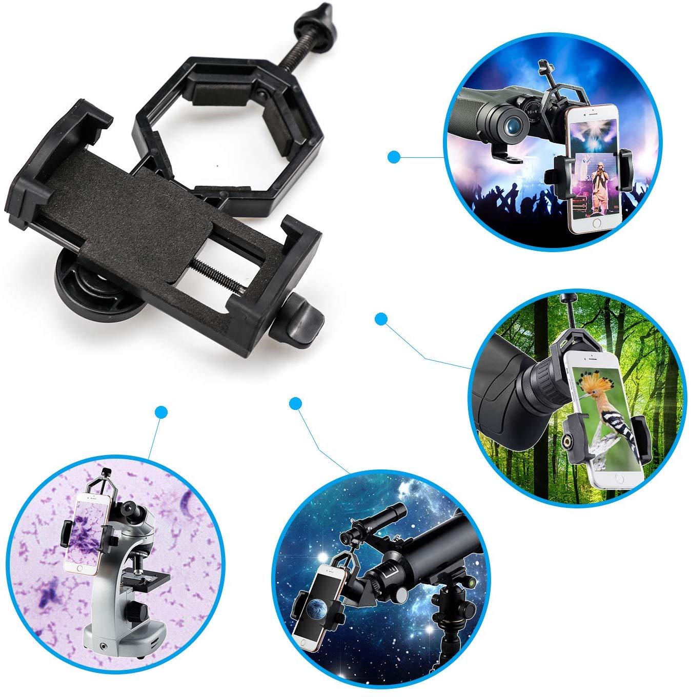 Universal Cell Phone Adapter Clip Mount Binocular Monocular Spotting Scope Telescope Phone Holder Support Eyepiece