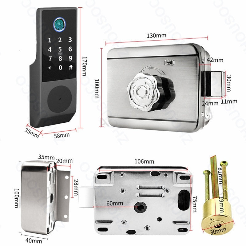 Fingerprint Lock Waterproof Tuya Wifi Remote Control Bluetooth TTLock App Card Digital Code Keyless Electronic Smart Door Lock