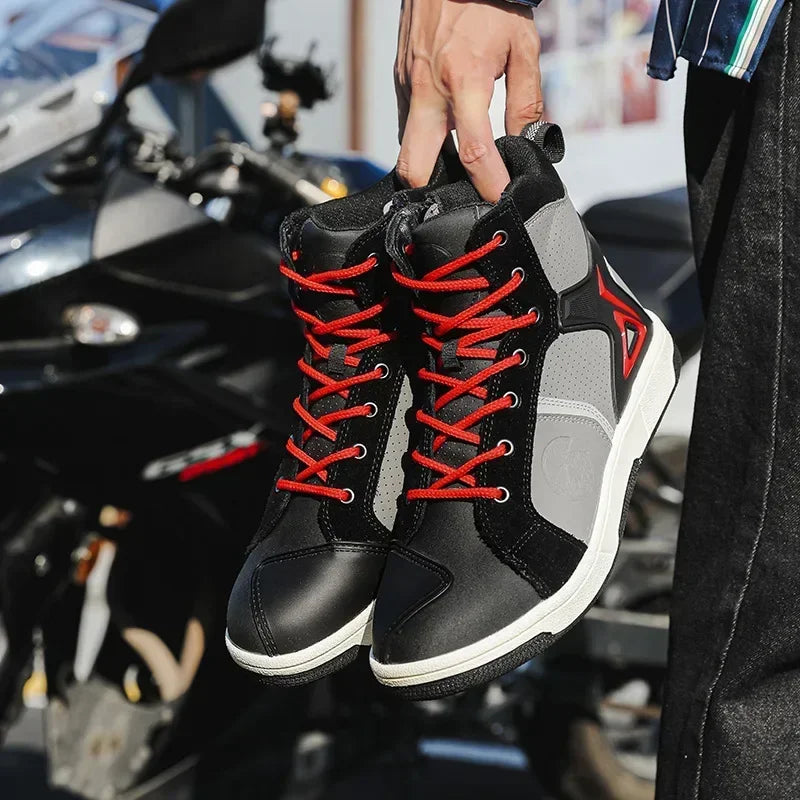 Motorcycle Boots  Men Off-road Motorbike Racing Motorcyclist Shoes Riding Shockproof Breathable Black Boots Durable Equipment