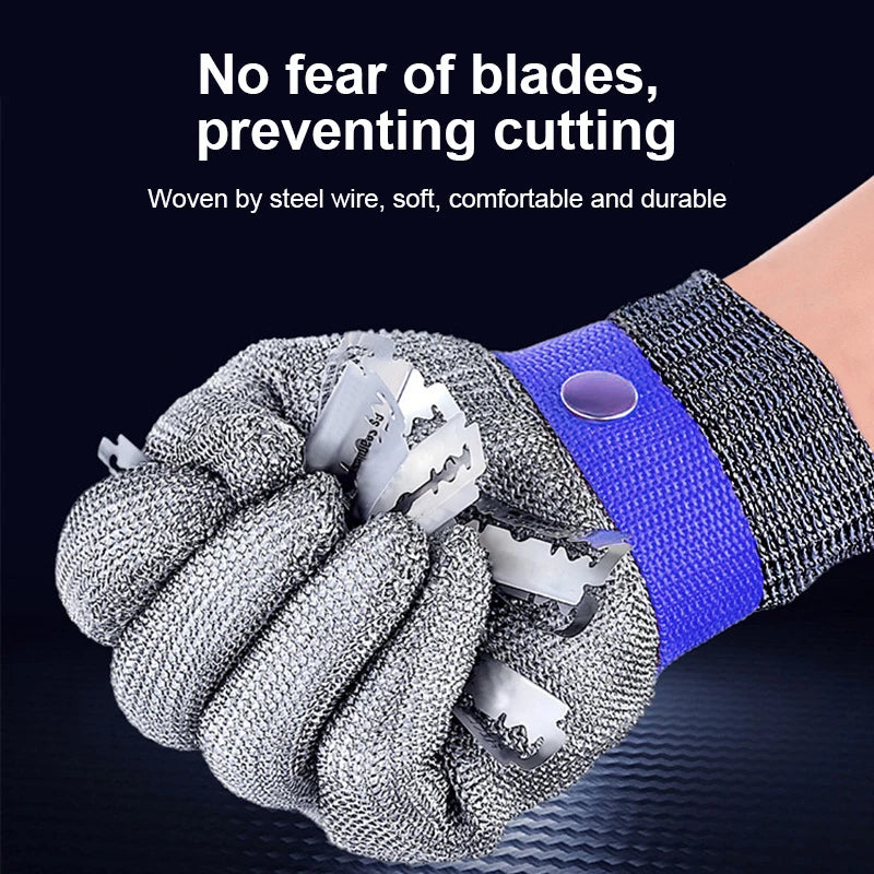 Stainless Steel Grade 5-9 Anti-cut Wear-resistant Slaughter Gardening Hand Protection Labor Insurance Steel Wire Gloves