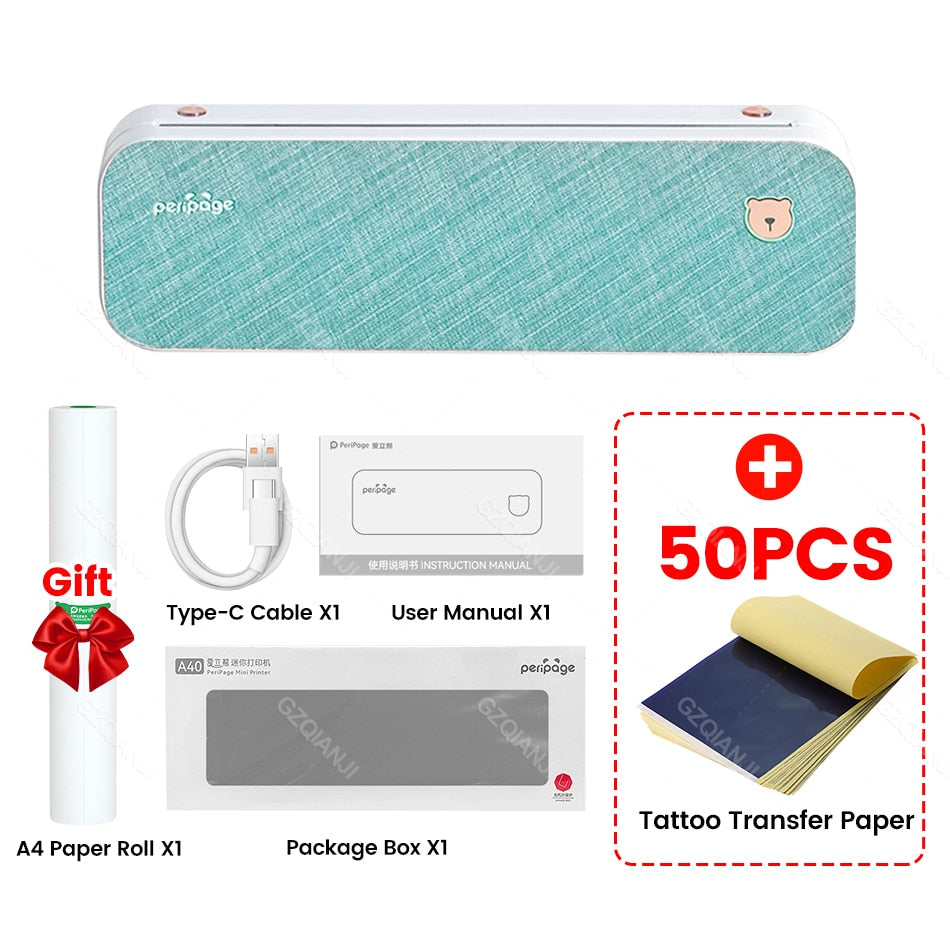 Easy Carry Wireless Portable HD Thermal Peripage A4 Printer Machine for Tattoo Stencil Transfer Printer Photo Line Copier Maker