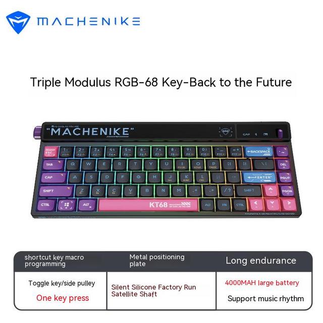 Machenike KT68 Pro Mechanical Keyboard Dynamic Smart Screen Rgb Backlit Hot Swap 68 Keys Gaming Keyboard Twist switch Three Mode