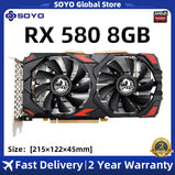 SOYO AMD RX580 8G Radeon Graphics Card GDDR5 256Bit 8Pin PCIE 3.0x16 HDMI DP*3 for Desktop Gaming Computer placa de video