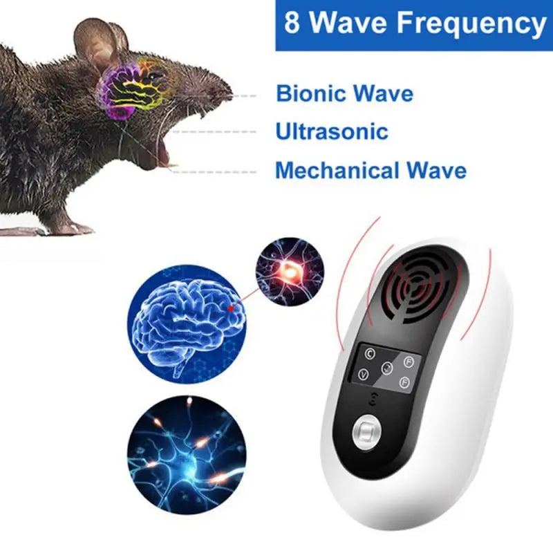 2024 New Ultrasonic Rat Pest Repeller Electronic Mouse Mosquito Insect Killer Household Spiders Pest Rodents Control Device