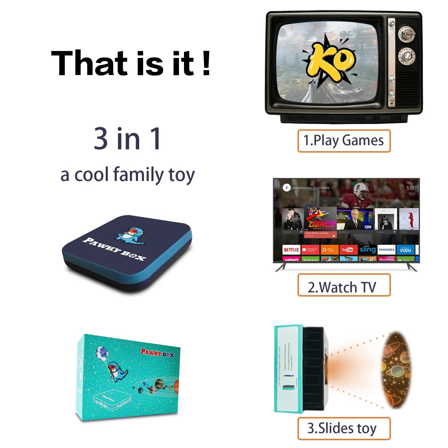 Pawky Box Game Console for PS1/DC/Naomi 50000+ Games Super Console WiFi Mini TV Kid Retro 4K Video Game Player Emulator Console
