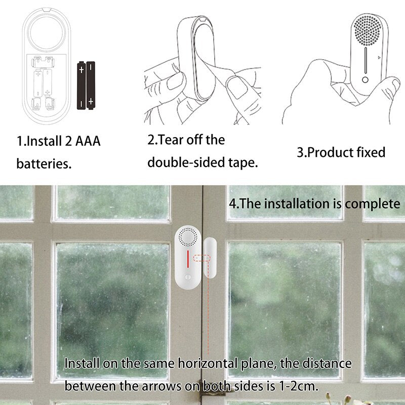 Tuya Smart WiFi Door Sensor Door Open / Closed Detectors Wifi Home Alarm Compatible With Alexa Google Home  Tuya APP