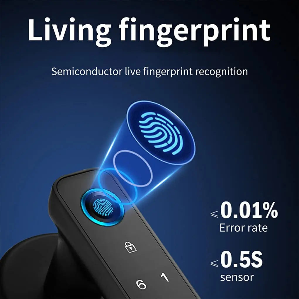 With Tuya Biometric Fingerprint Smart Door Lock Electronic Digital Lock Password Fingerprint Keyless Security Door Handle Home