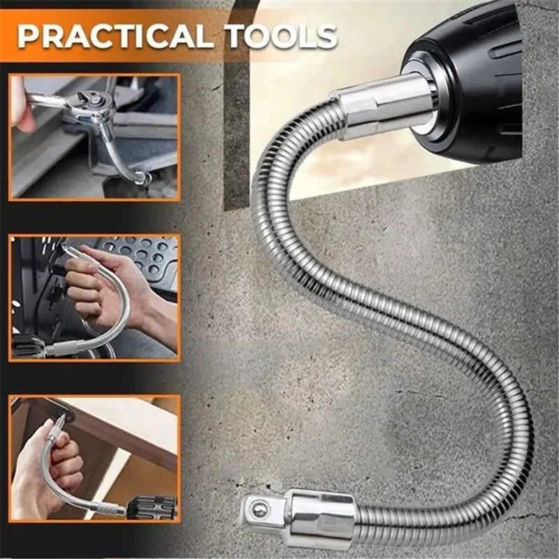1PCS Electric Wrench Sleeve Universal Extension Rod Bendable Flexible Shaft Plus Force Connecting Rod  Socket Wrench Tools