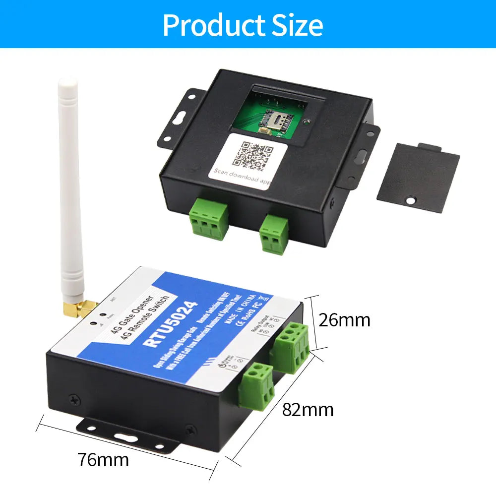 4G Multiband RTU5024 GSM SMS Gate Opener Relay Switch Wireless Remote Control Door Access Controler 4GLTE Door Opener Free Call