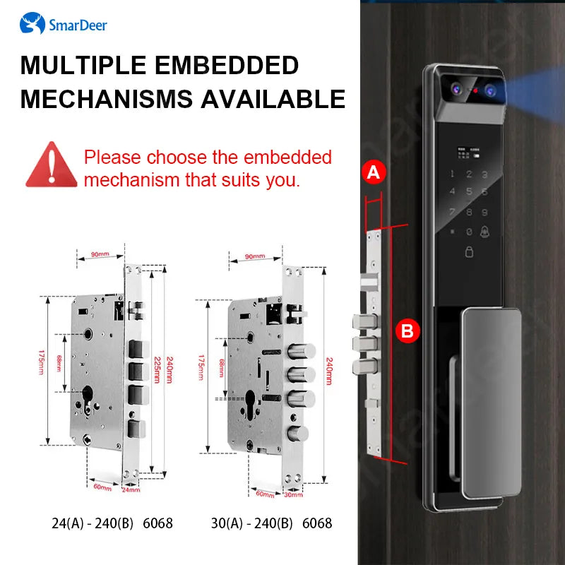 SmarDeer Face Recognition Smart Lock with HD Video Camera,Biometric Fingerprint Lock for Front door with Smart Doorbell,Password