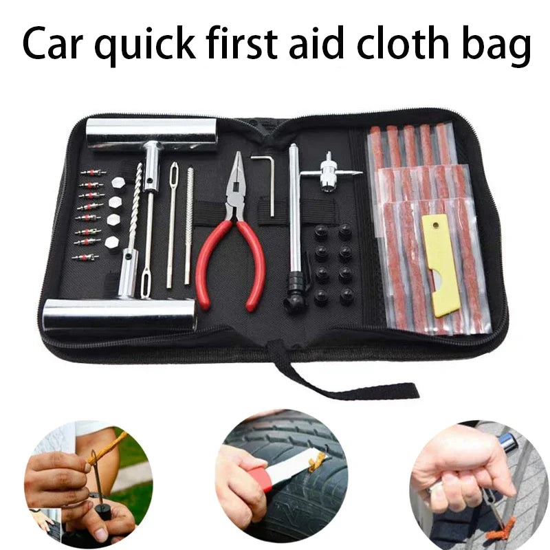 45-piece set of quick first aid cloth bag tire repair tool bolt tool set car motorcycle electric vehicle bicycle tire repair kit