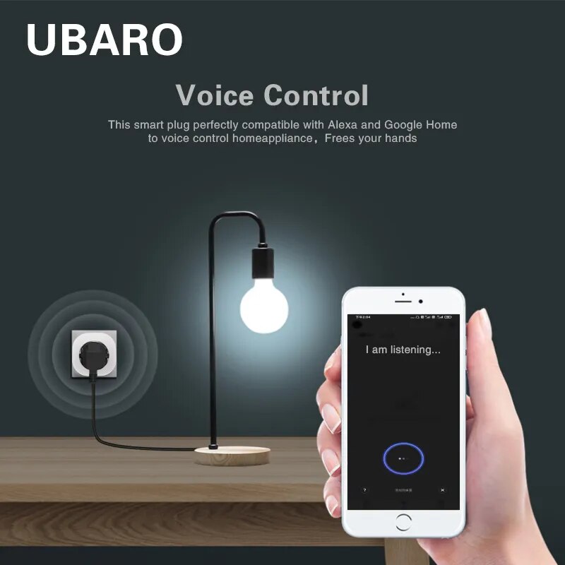 Ubaro Israel Tuya Wifi Smart Socket App Control Support Google Home Alexa Voice Plug Timing Power Outlet 100-240V Home Appliance