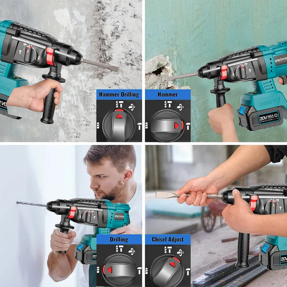 4Pcs Brushless Tools Set 172 Electric Drill + Angle Grinder Polishing Grinding+ 2in1 Impact Wrench+ Electric Hammer NO Battery