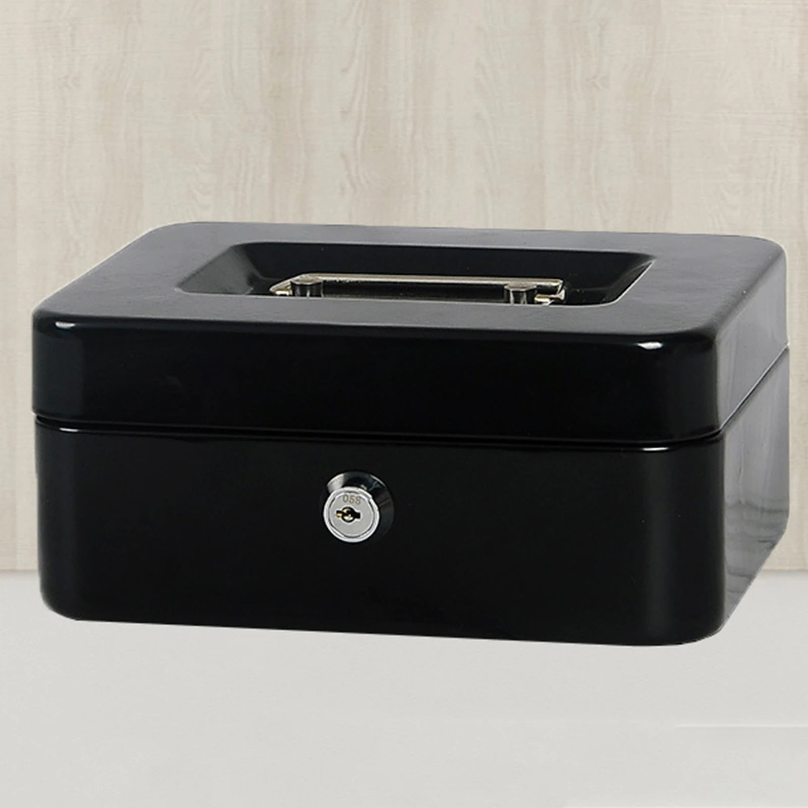 Locking Small Steel Cash Box with Lock Cash Drawer Tray Locking Cover Small Safe Lock Box with Key