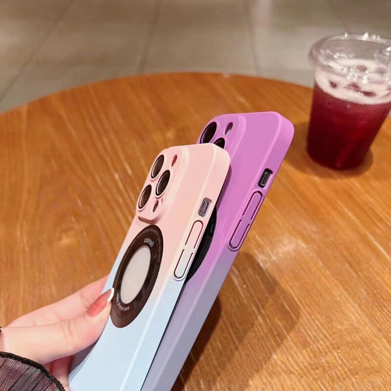 Suitable For Iphone14pro Two-Color Magnetic Mobile Phone Case 13promax Lens Film For Apple 12/11 Matte Pc Protective Case