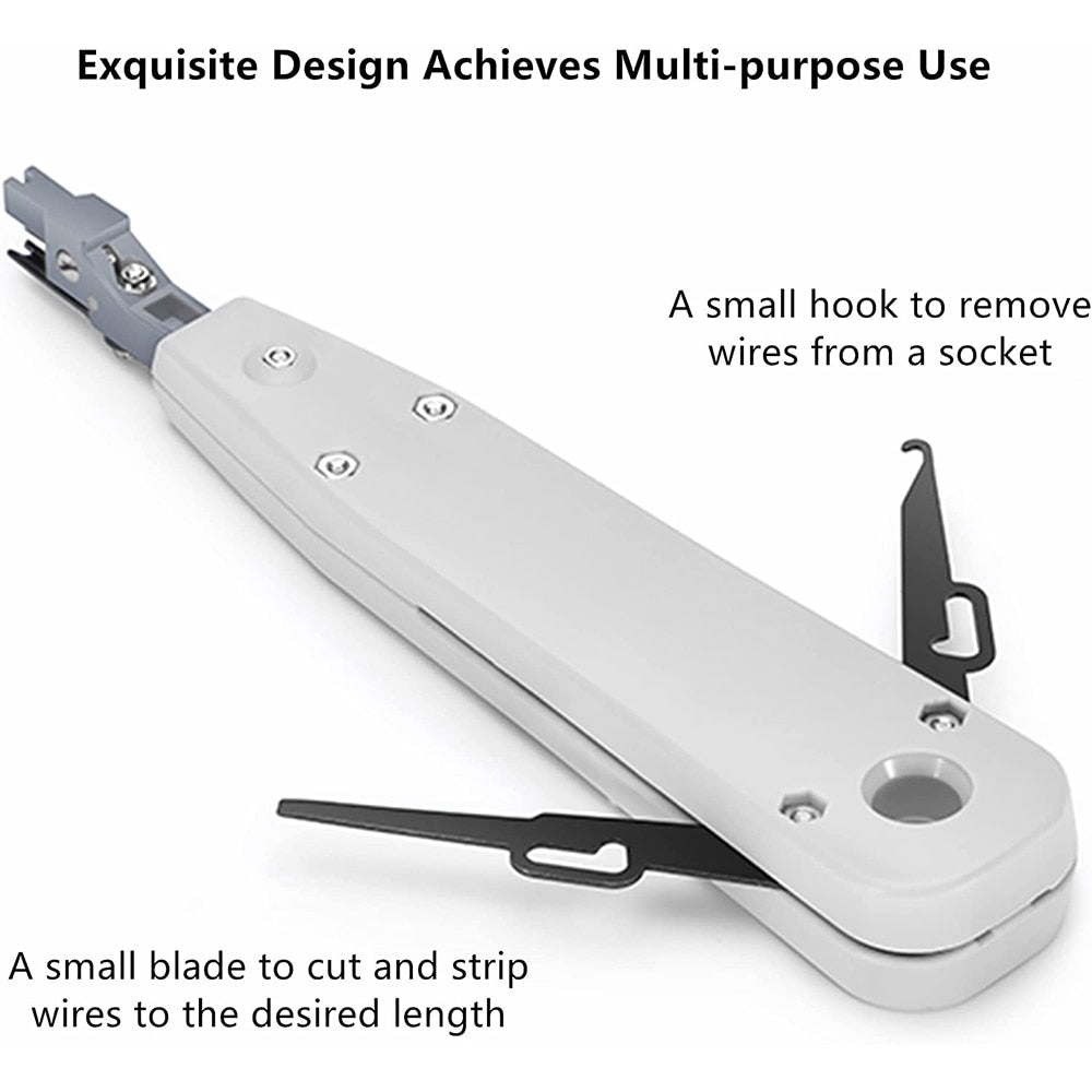 Hoolnx Krone Punch Down Tool with Flat Head Screw Spudger, Pull Hook for Wall Plate, Patch Panel Installation IDC/Network