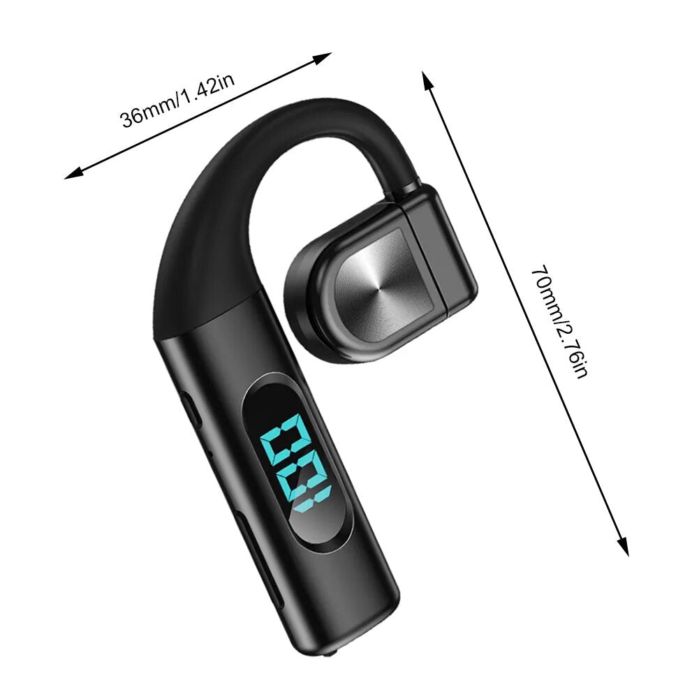 Single Ear Wireless Headphones Power Display Waterproof Bone Conduction Earbuds Bluetooth-compatible 5.3 Ear Hook Headset