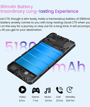 BLACKVIEW OSCAL C70 Smartphone 6.6" Waterdrop Screen Phone 6GB+128GB Octa Core 5180mAh Android 12 Mobile 50MP Camera Google Play