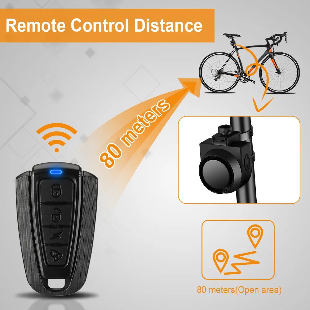 Awapow Wireless Bicycle Vibration Alarm USB Charging Motorcycle Bike Alarm Remote Control Anti-theft Bike Detector Alarm System
