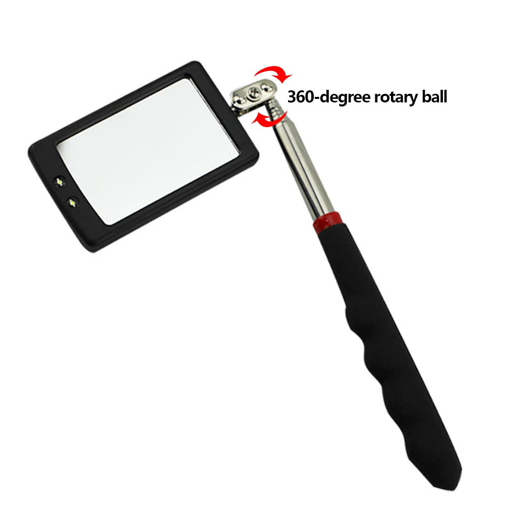 Engine Chassis Inspection Auto Repair Detector Mirror Multi-directional Folding Telescopic LED Light Reflector Tool Universal