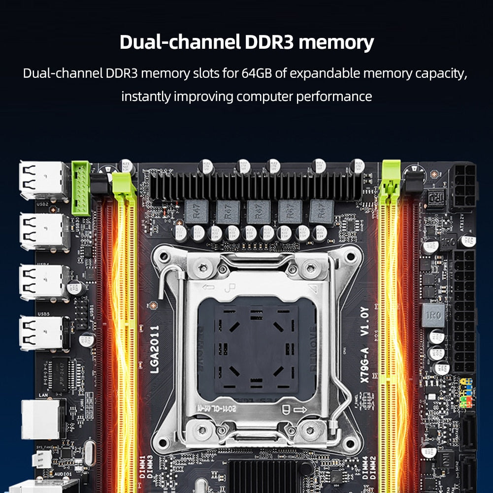 X79G-A Desktop Motherboard M.2 NVME LGA 2011 G-A Motherboard 4 SATA 2.0 Ports 5.1 Channels Sound Card 4 Channel DDR3 Memory 128G