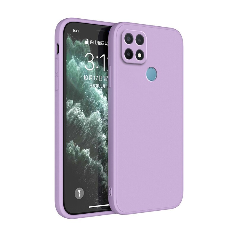 Original Soft Case for OPPO A15 A15S A35 2021 Coque Lens Protection Shockproof Square Liquid Silicone Luxury Classic Cover Funda