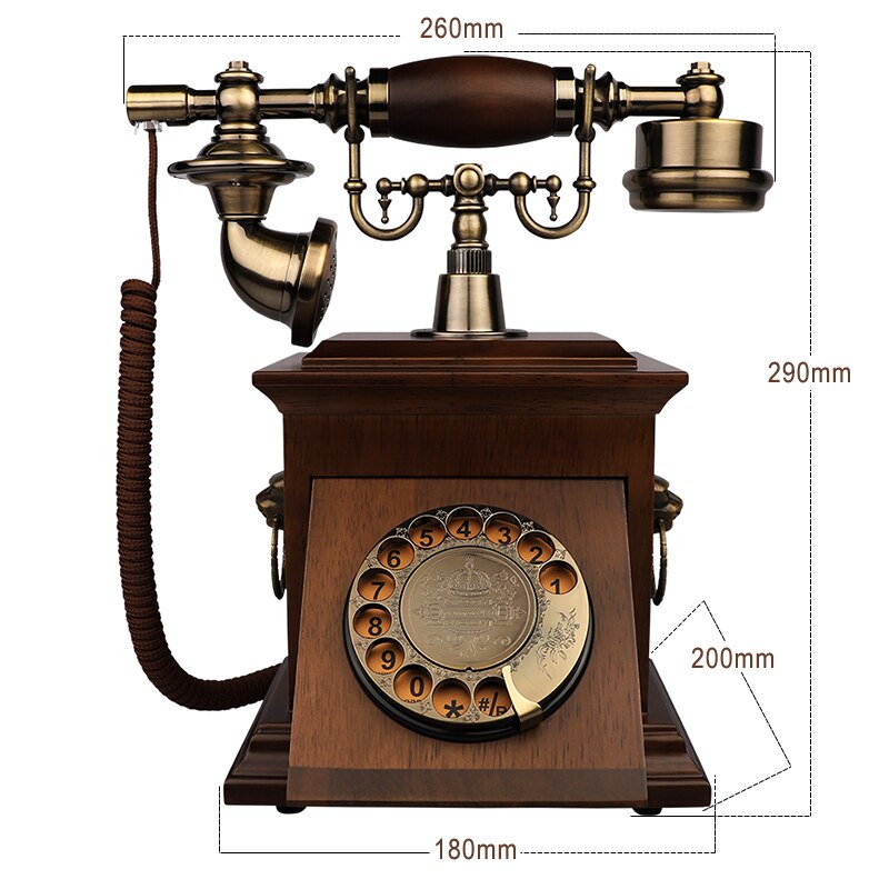 Solid Wood Old Fashioned Telephones Digital Button And Rotary Dial Phones Corded Nostalgic Landline Vintage Antique Decorativ