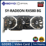 SOYO Original Radeon RX580 8G Graphics Card GDDR5 Memory Video Gaming Card PCIE3.0x16 HDMI DP*3 for Desktop Computer AMD Card