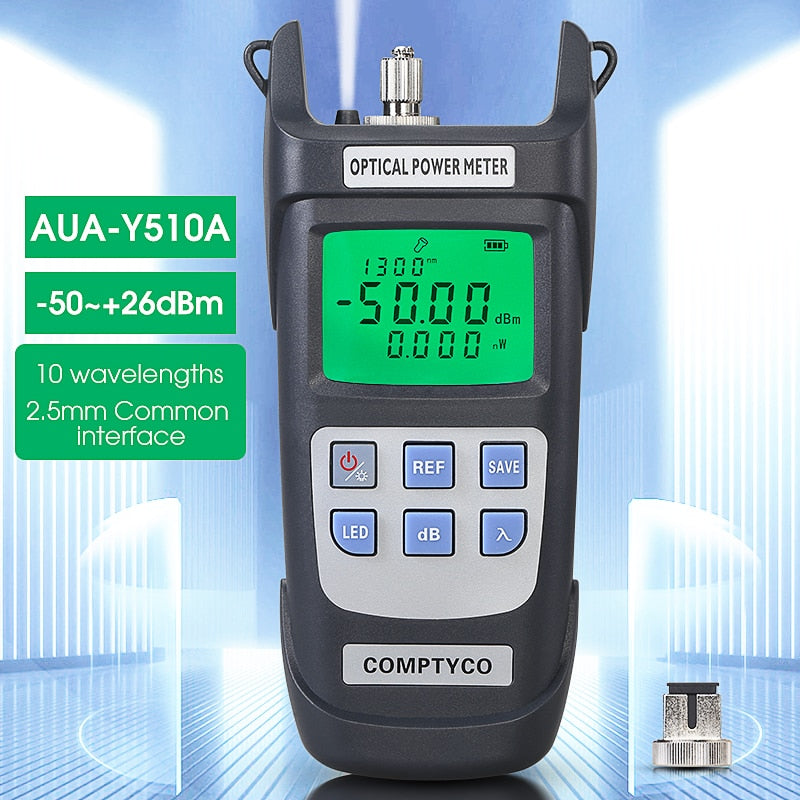 AUA-Y510A Optical Power Meter(OPM -50 ~+26dBm)&Visual Fault Locator(50/1/10/20/30mw VFL) FTTH Fiber Tester Tool Kit (Optional)