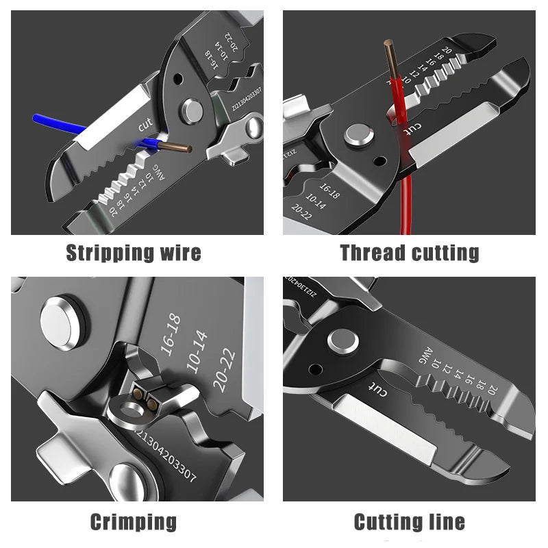 CR-V Wire Stripper Pulling Plier Wire Cutter Multifunction Repairing Scissors Electrical Stripping Crimping Plier Hand Tool