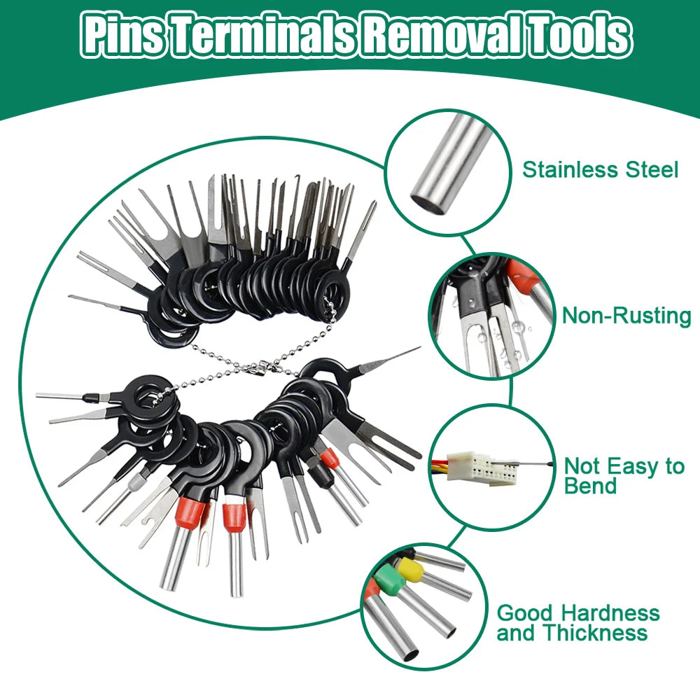 11/18/26/38/41PCS Car Terminal Removal Kit Wire Pin Extractor Set Car Stylus Wiring Crimp Connector Puller Metal Repair Tools
