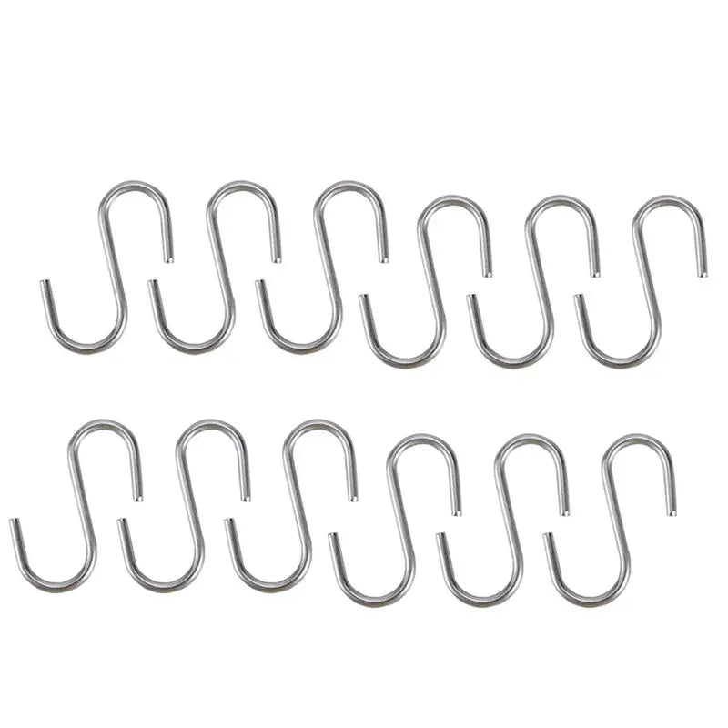 10Pcs S Shaped Hooks Stainless Steel Heavy Duty Iron Wire Clasp Over Tool Utensils Hangers Door Clothes Rack for Kitchen Home