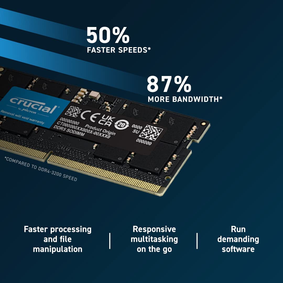 Crucial RAM DDR5 4800MHz 5200MHz 5600MHz 16GB 32GB CL40 Laptop Memory Original 8G 16G 32G SODIMM 4800M 5200M 5600M