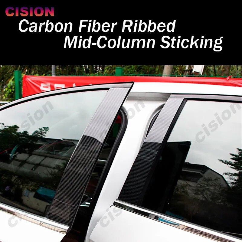 Window Door Column B C Pillar Post Cover Trim For Honda Odyssey 2011-2017 USA Glossy Black Carbon Fiber Mirror Effect PC Sticker