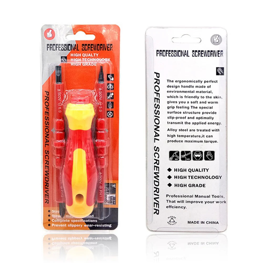 2-Piece Screwdriver Set With Magnet Insulated Handle Ergonomic Design Hexagon Socket Interface 15.8cm Length Hand Tools