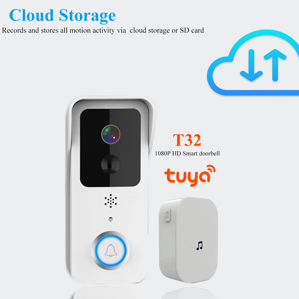 Tuya Wireless Video Doorbell Digital Visual Intercom WIFI 2.4G 5GHZ Waterproof Electronic Guard 1080P Home Security Camera