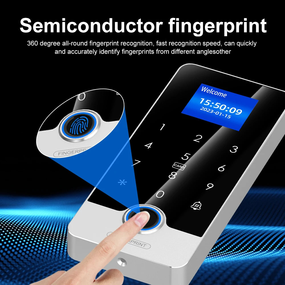 Waterproof Fingerprint Access Control System with Tuya APP 13.56Mhz Rfid Card Keypad Metal Keyboard Support Temporary Password