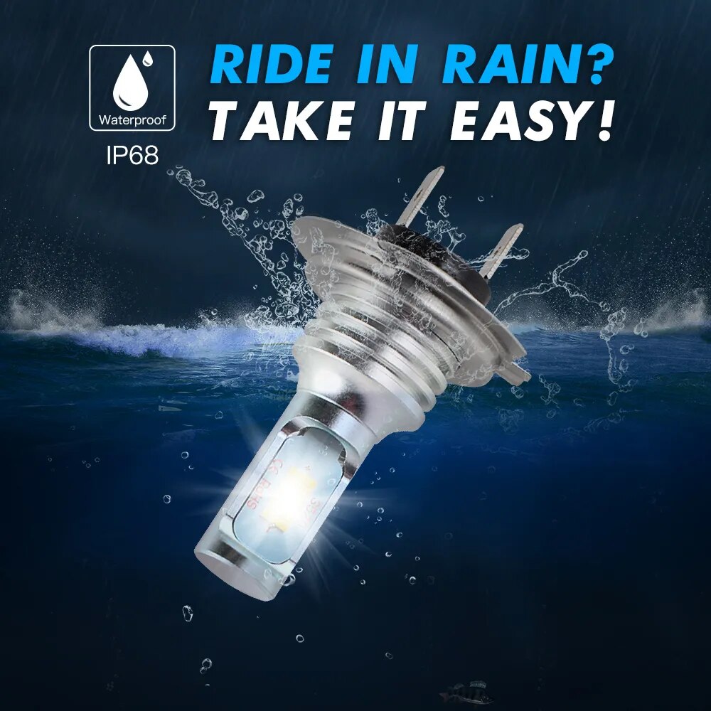 Bevinsee H7 Led Motorcycle Headlight H1 H3 H11 Motorcycle Led Lights 12V 6000K 4000LM Fanless Led Bulbs For Moto ATV UTV