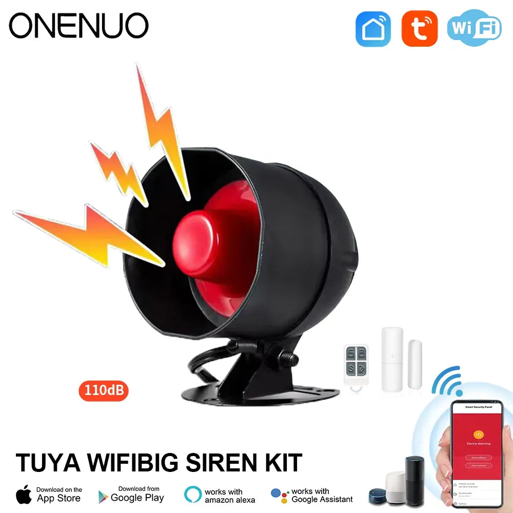 ONENUO Tuya WIFI Alarm Siren Loud Sound Speaker Kits Wireless Alarm System Home Alarm Siren Security Protection System for Home