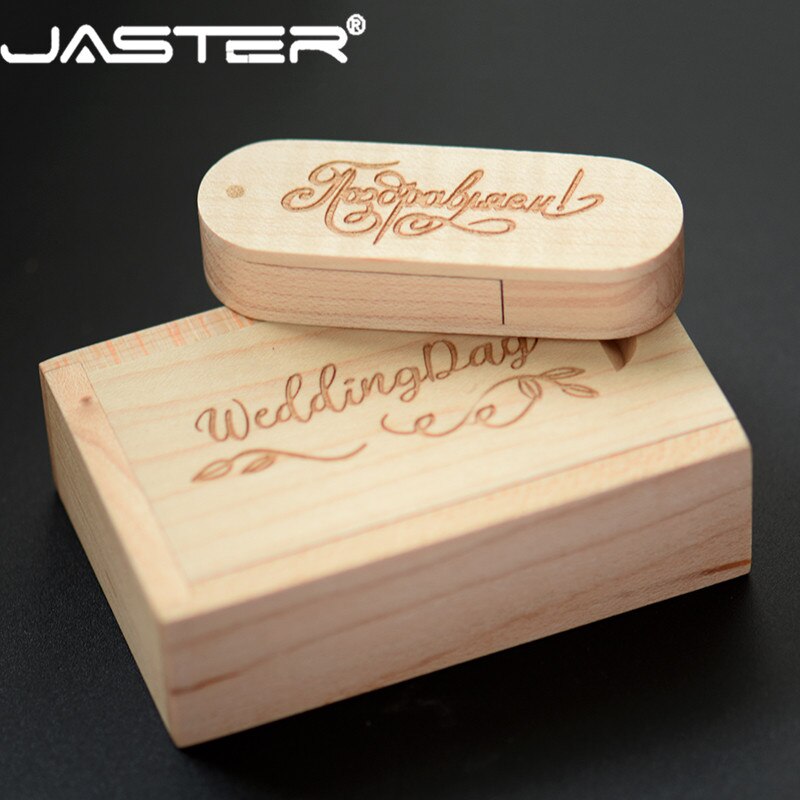 JASTER Custom Logo Wooden USB 2.0 Flash Drive 4GB 64GB 16GB Memory U Stick 32GB Usb Pendrive Photography Wedding Gifts pen drive