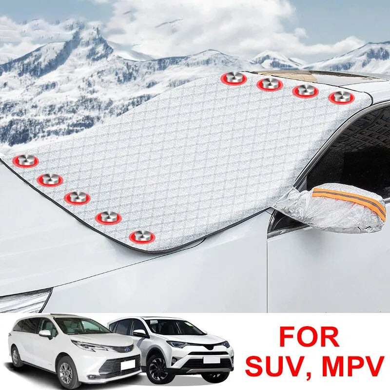 Magnetic Large Size Snow Cover 9 Magnet Adsorption Windproof for SUV/MPV Windshield Sun Shade Cover Anti Frost Sun Protection
