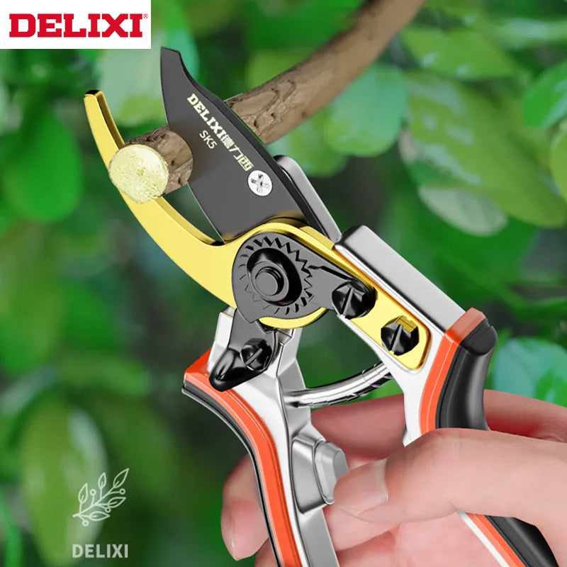 Delixi Pruning Scissors Trim Horticulture Garden Tools 35mm Shear Diameter SK5 Steel Blade Labor-saving Scissors Folding Saw Set