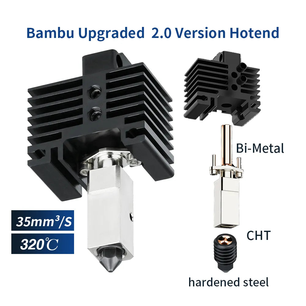 Upgrade Hotend For Bambu Lab X1 X1Carbon Bi Metal Heatbreak CHT Hard Steel Nozzle Thermistor Fit Bamboo Bambulabs P1P P1S hotend