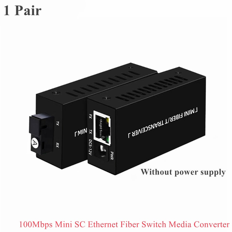 HTOC Mini Fiber Optical Transceiver 20KM SC Single Mode Single Fiber 10/100M Ethernet Media Converter 1 Pair