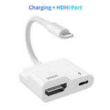 Lightning to HDMI Digital Av Adapter Dual USB/OTG Hub for iPhone/iPad to 1080p TV Mic Audio Live-Stream Converter with Charging