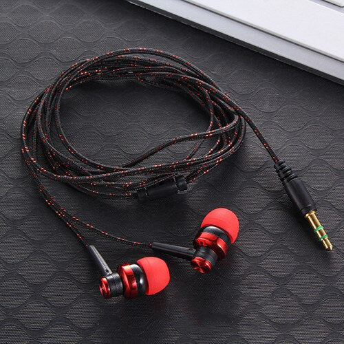 Wired Earphone Stereo In-Ear 3.5mm Nylon Weave Cable Earphone Headset With Mic For Laptop Smartphone Gifts