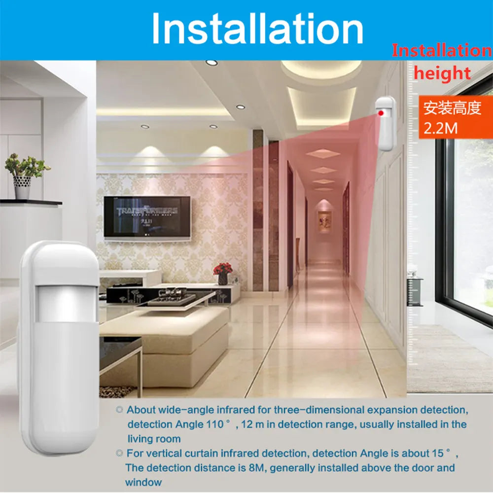 PGST 92R PIR Motion Sensor Detector 433MHz eV1527 for Home Alarm System Wireless Infrared Motion Detector