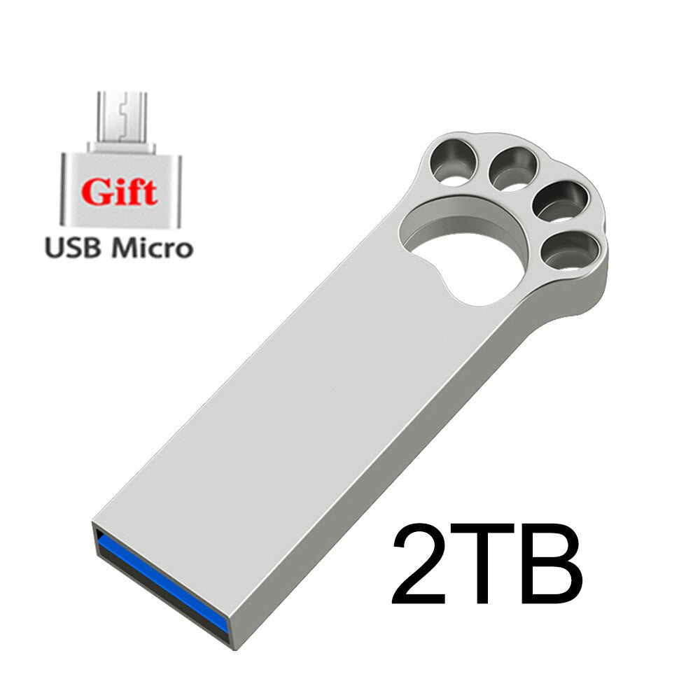 New Pen Drive 2TB Metal High Speed Usb 3.0 Pendrive 1TB TYPE C Silver Cle Usb Flash Drives 512GB Memoria Usb Stick Free Shipping