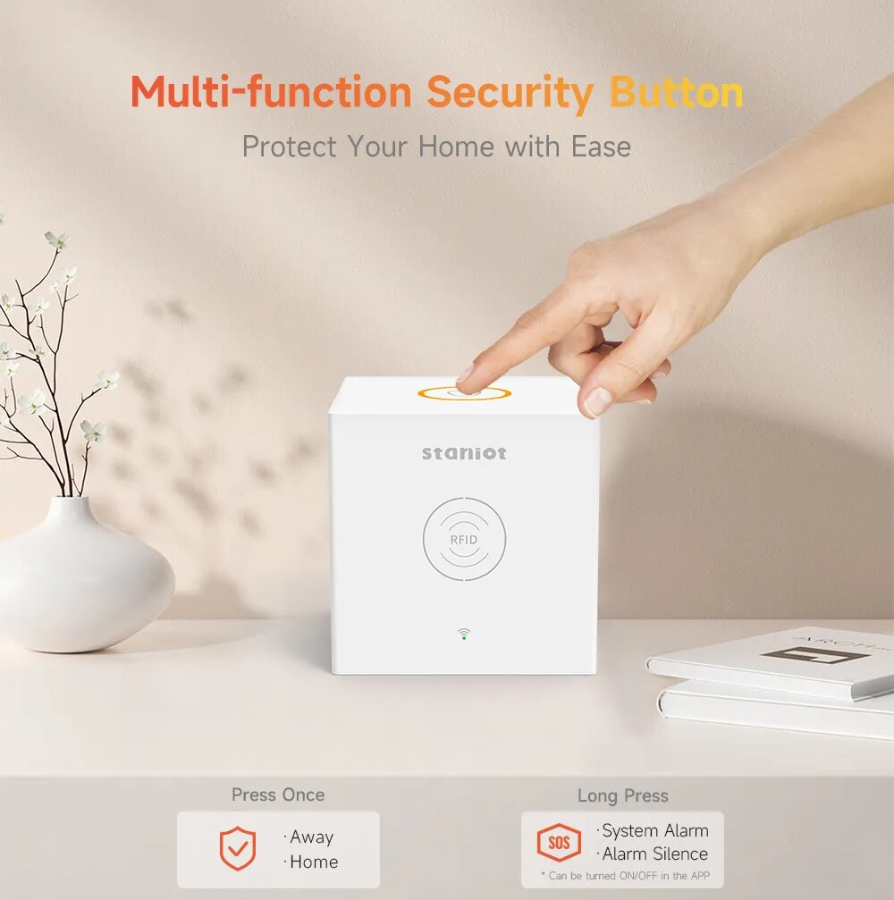 Staniot SecCube 3 Alarm System Kit 433Mhz Wireless WiFi Tuya Smart Security Protection Support RFID APP Control Works with Alexa