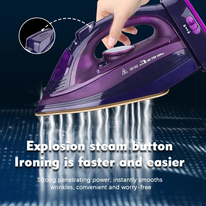 Wireless Steam Iron Handheld 5-speed Adjustable Ironing Machine Portable Ceramic Bottom Plate 2400W European Standard